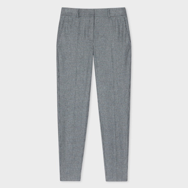 Wool Blend Micro Check Trousers